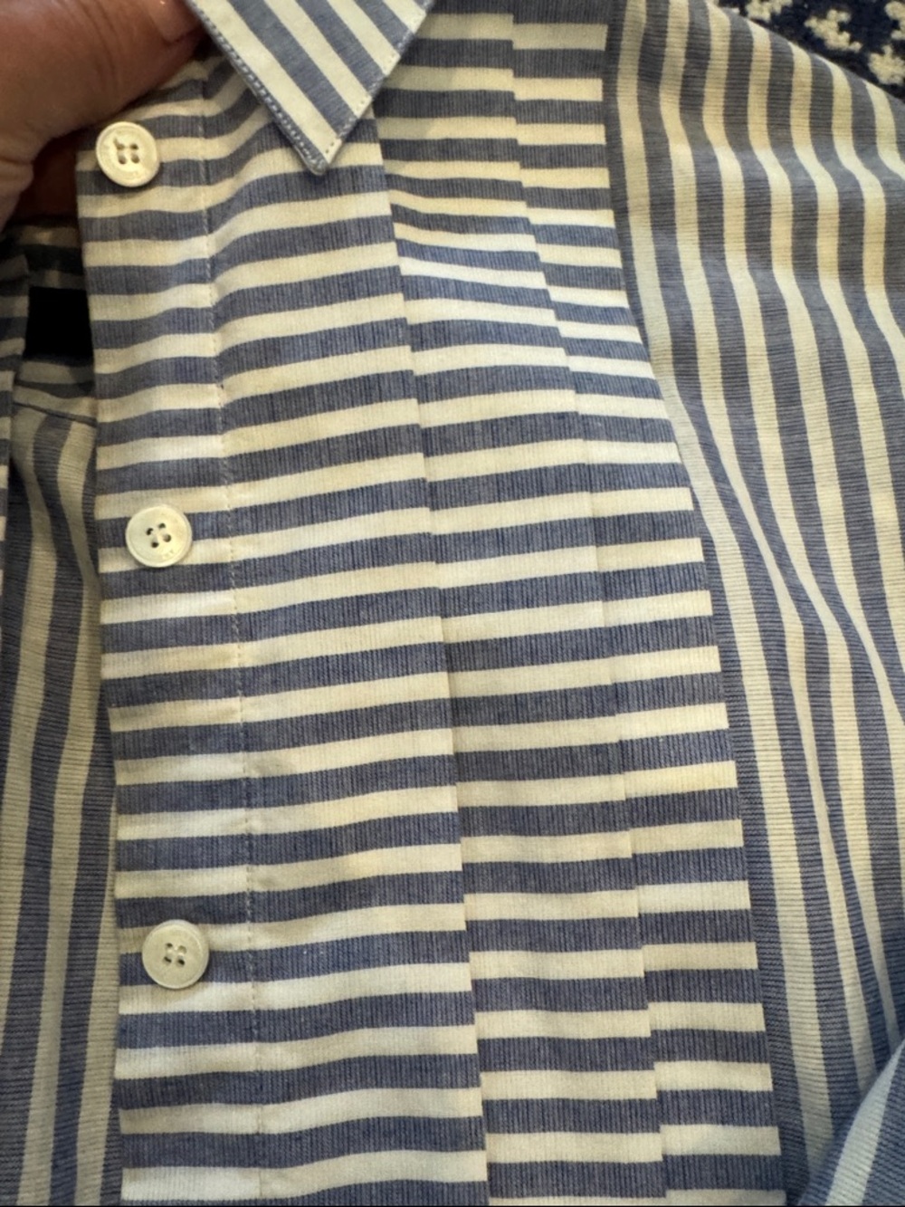 Burberry Blue and White Striped Dress Shirt with Signature Cuff Detail. - Picture 5 of 7